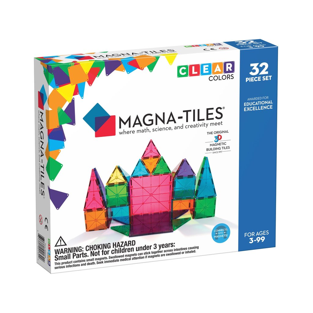 Magna-Tiles Magnetic Building Clear Colors 32-Piece