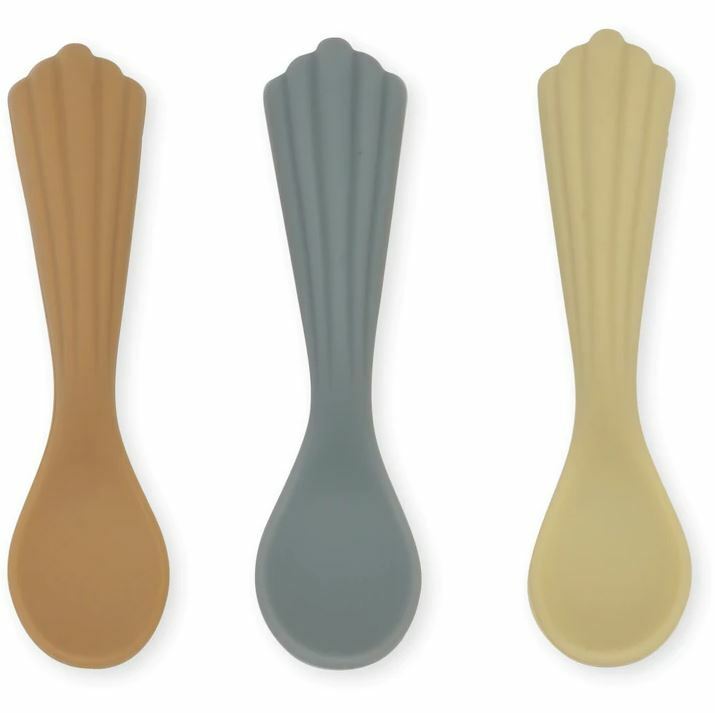 3 Pack Shell Spoon Silicone - Beach Blue