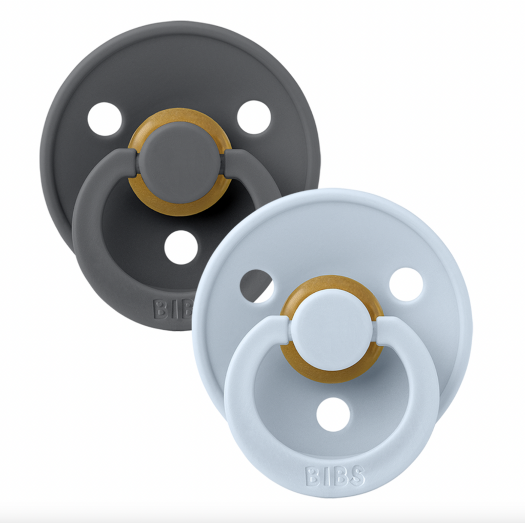 Bibs Pacifier 2 pack Iron / Baby Blue Size 1 (0-6 months)