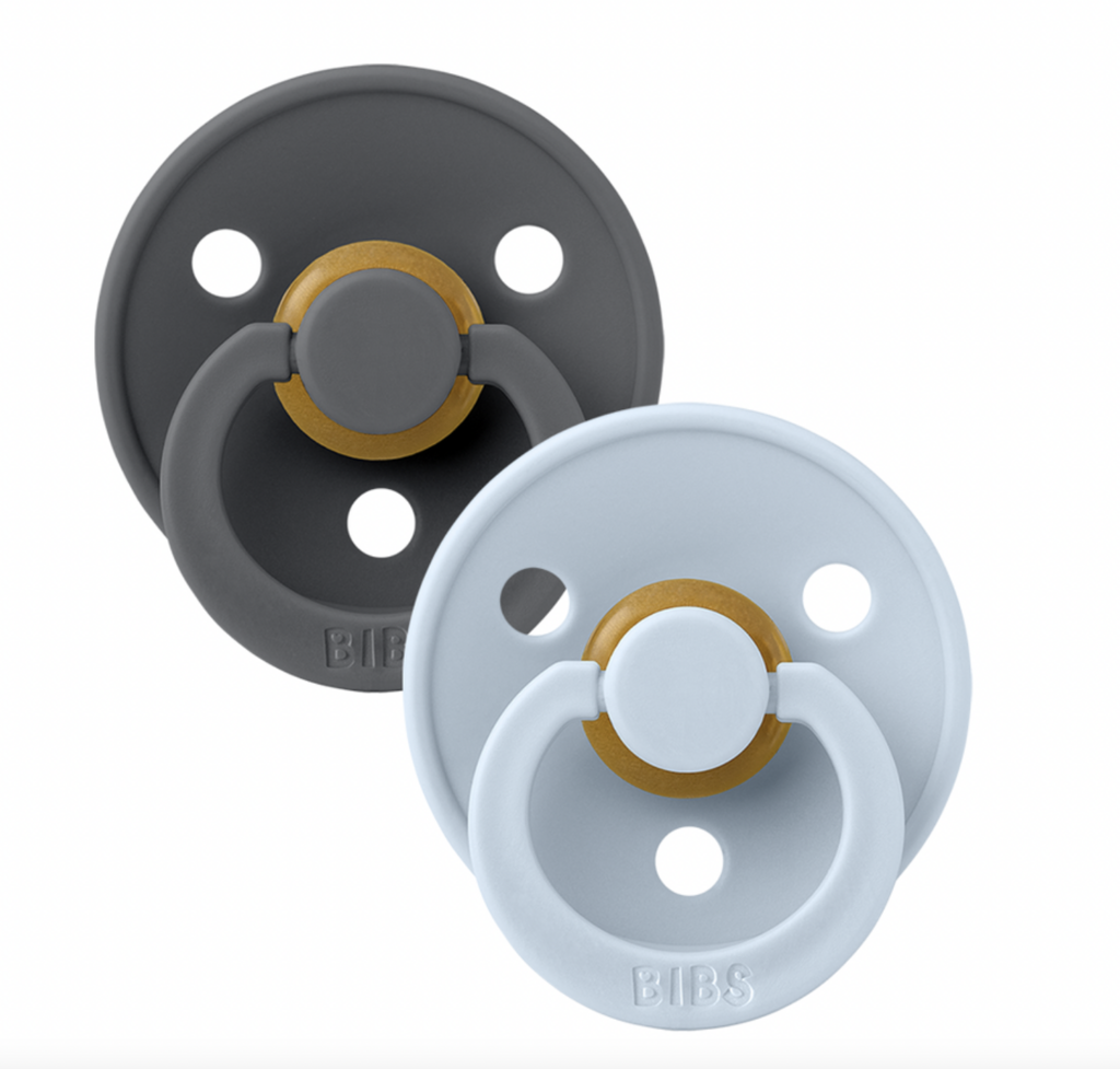 Bibs Pacifier 2 pack Iron / Baby Blue Size 2 (6-18 months)