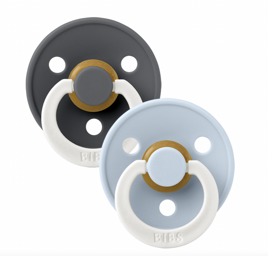 Bibs Pacifier 2 pack Iron Glow / Baby Blue Glow Size 1 (0-6 months)
