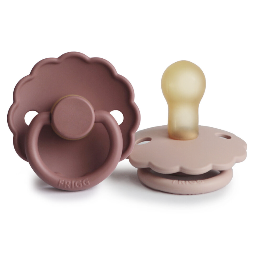 FRIGG - Daisy Latex Baby Pacifier 2 Pack Woodchuck/Blush  Size 2 (6-18M)