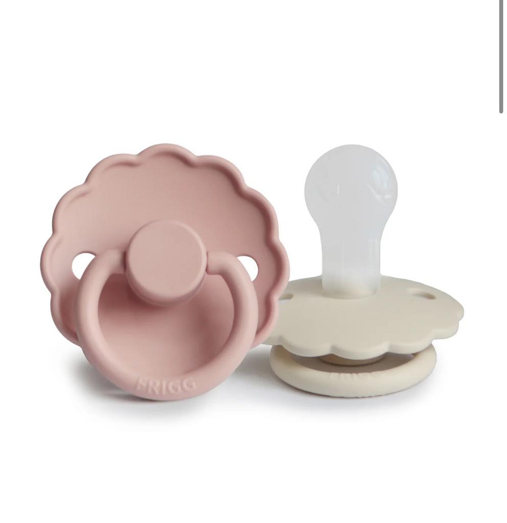 FRIGG - Daisy Silicone Baby Pacifier 2 Pack Blush/Cream  Size 1 (0-6M)