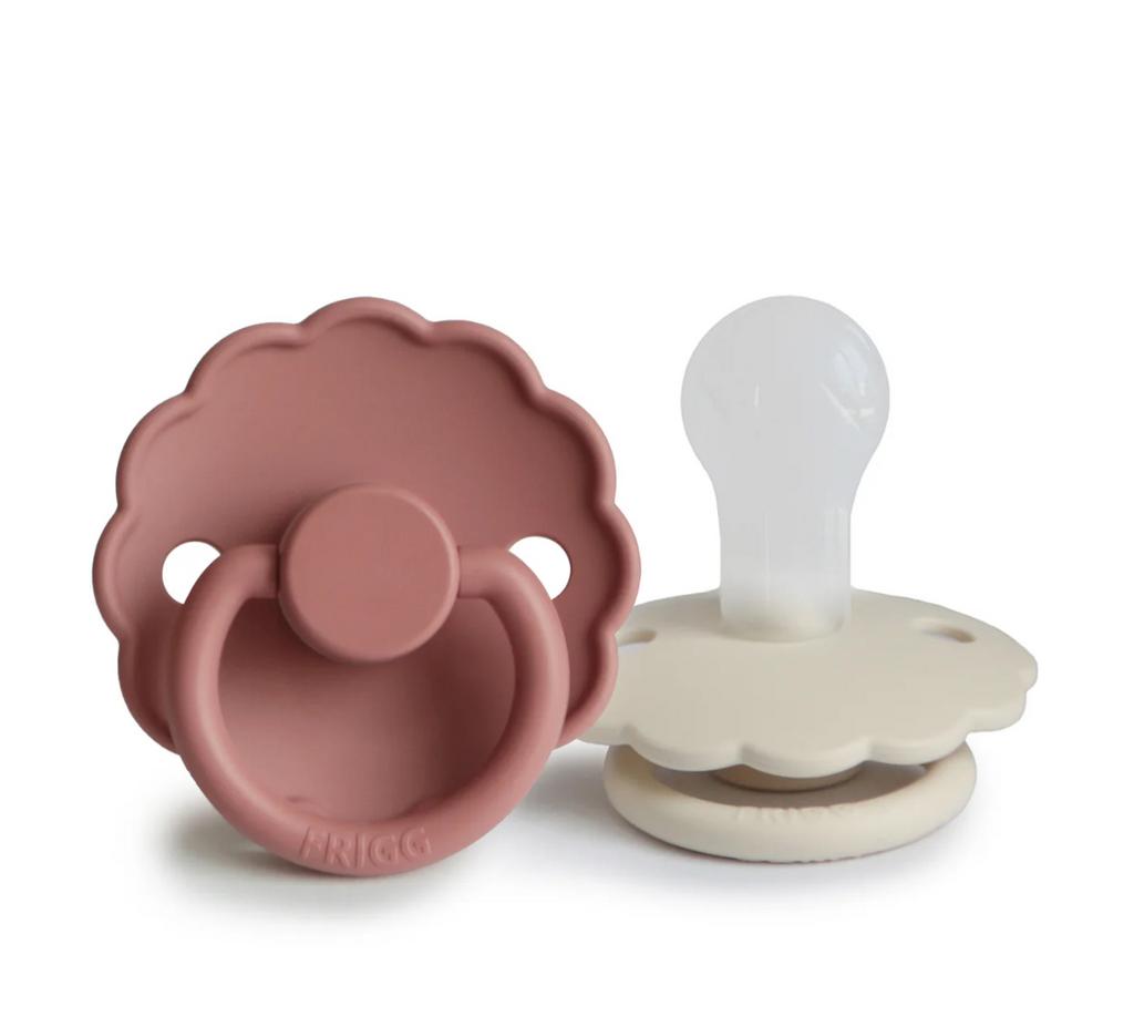FRIGG - Daisy Silicone Baby Pacifier 2 Pack Powder Blush/Cream  Size 1 (0-6M)