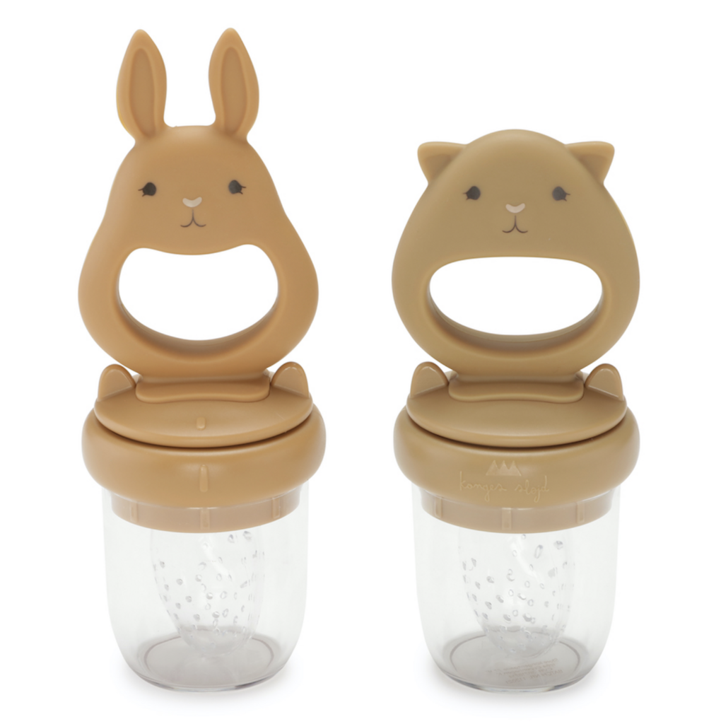 2 Pack Fruit Feeding Pacifier Bunny/Cat -  Almond/Terracotta