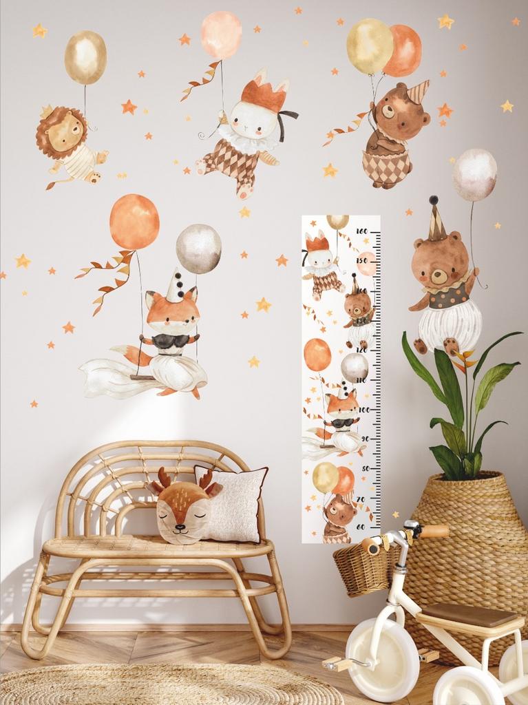 Growth Chart Retro Animals and balloons