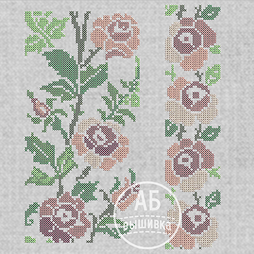 Дизайн машинной вышивки крестом для женской вышиванки Розовые розы