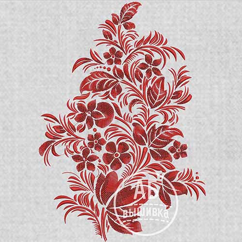 Дизайн машинной вышивки на рукав вышиванки Цветы 27 см