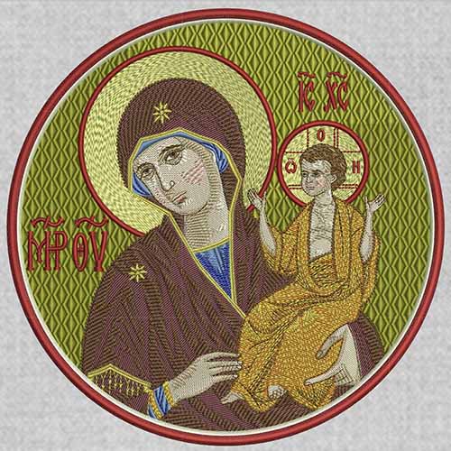 Дизайн машинной вышивки иконы Богородица