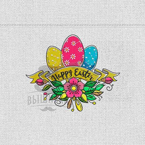 Дизайн машинной вышивки Happy Easter (поп-арт)