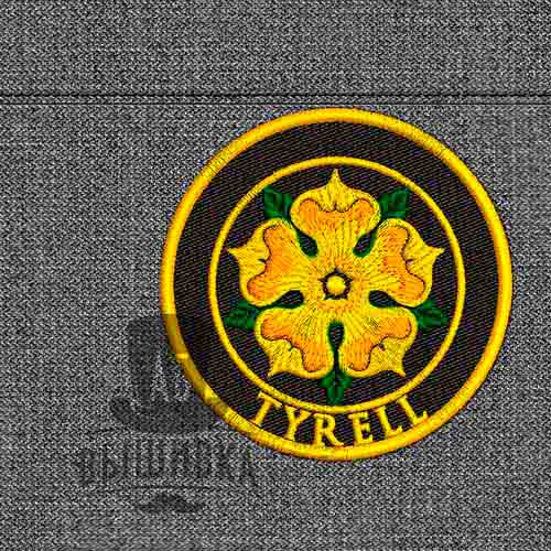 Дизайн машинной вышивки нашивки Герб Тирелл Tyrell