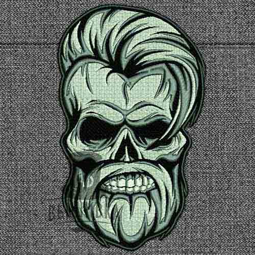 Дизайн машинной вышивки Череп с бородой