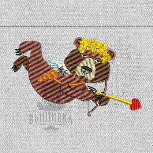 Дизайн машинной вышивки Медведь-купидон