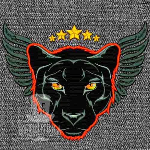 Дизайн машинной вышивки Пантера в двух размерах