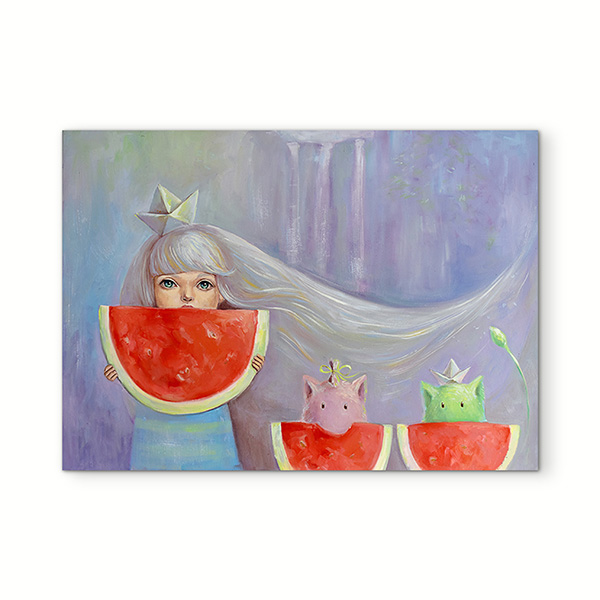 "New Zealand. Watermelons ans waterfalls" 50x70 cm
