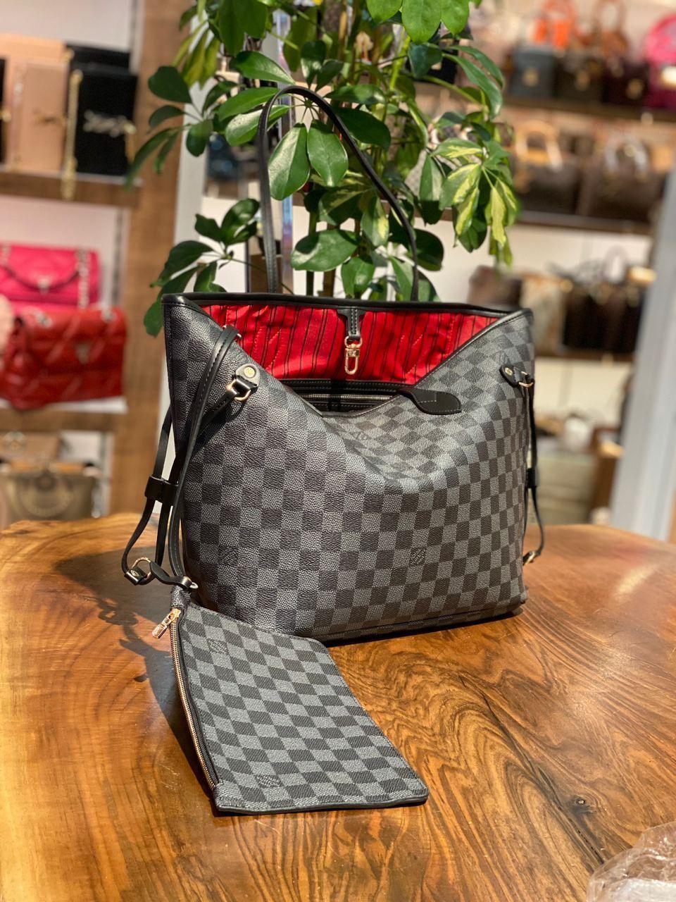 Сумка Neverfull Women Серая Шашка 55cm 0345