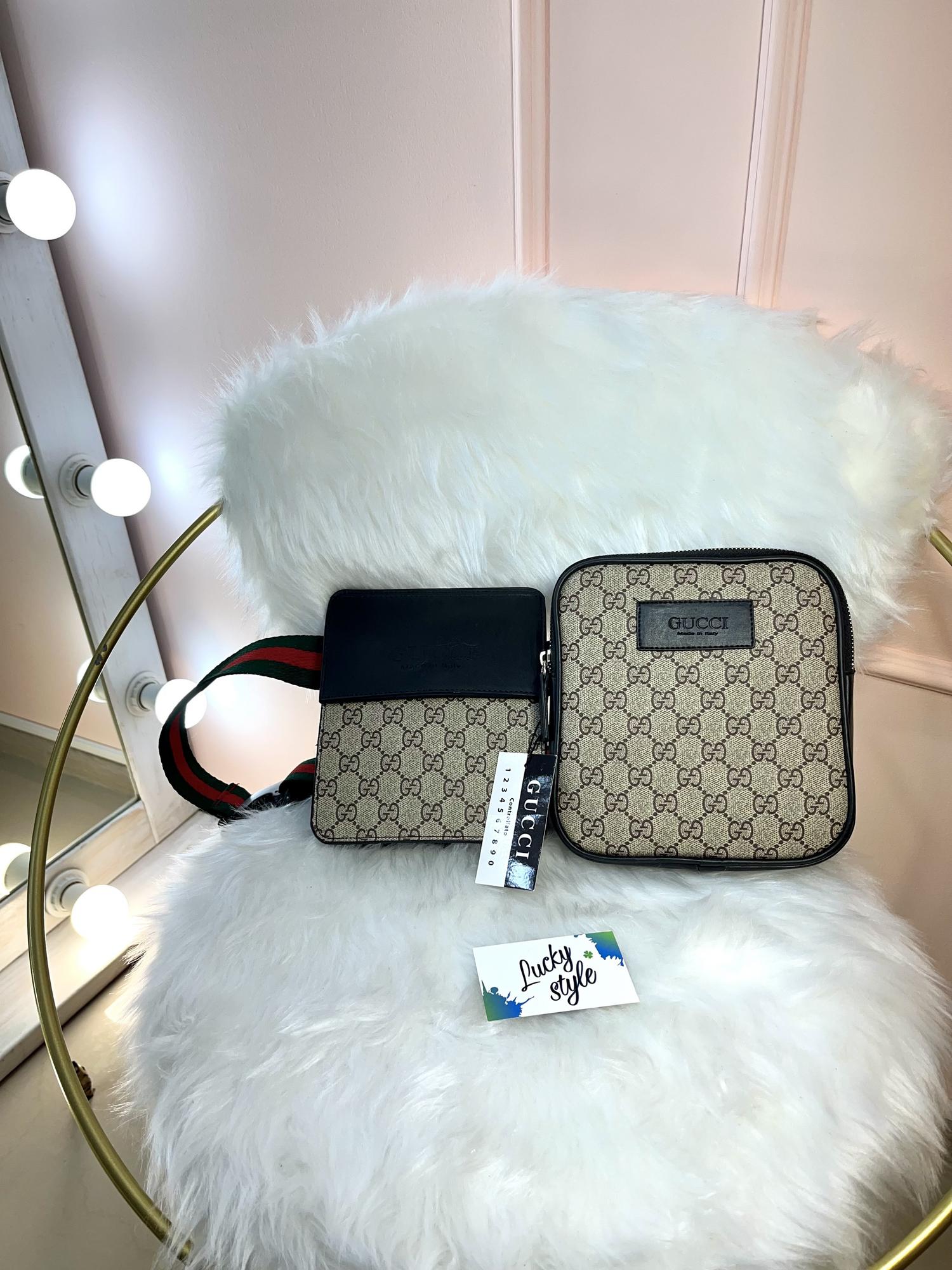 Сумка поясная Supreme Гучи двойная Luxe 0969