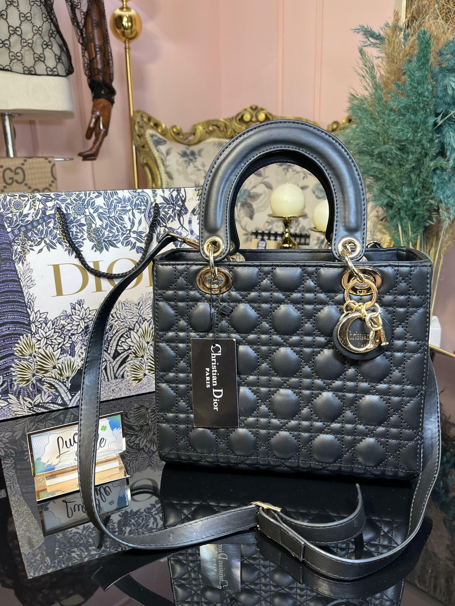 Dior black lady средняя 24 см 51217