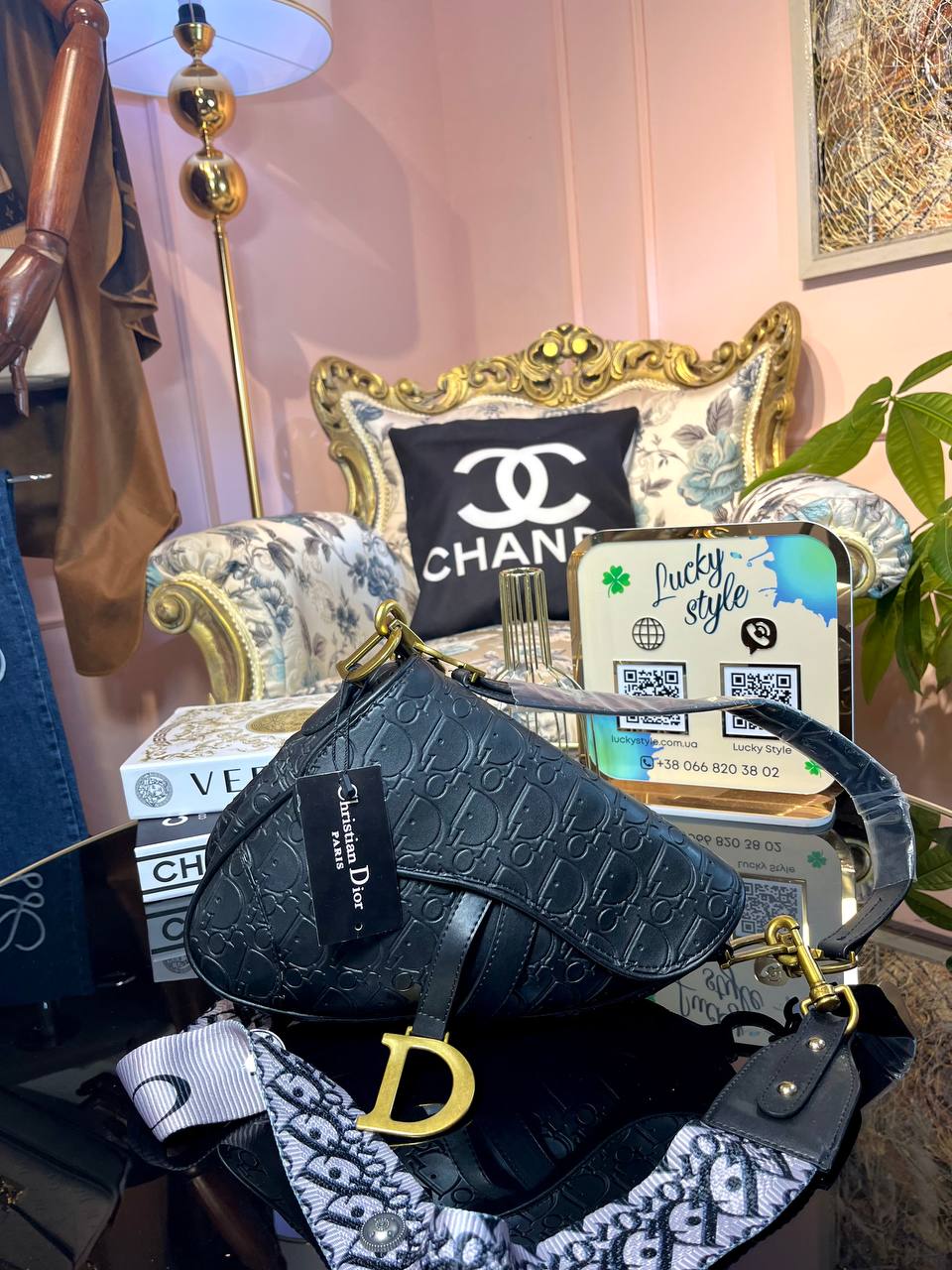 Dior saddle узор чёрная 51218