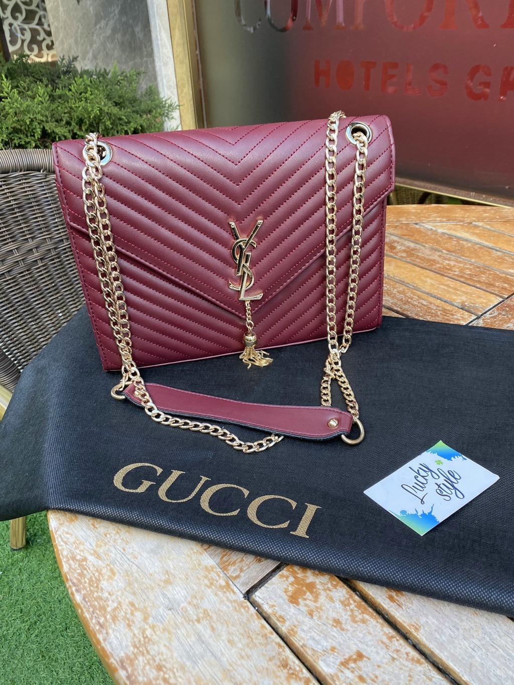 Y.L Бордо стеганая сумка на плечо Loulou среднего размера 51273