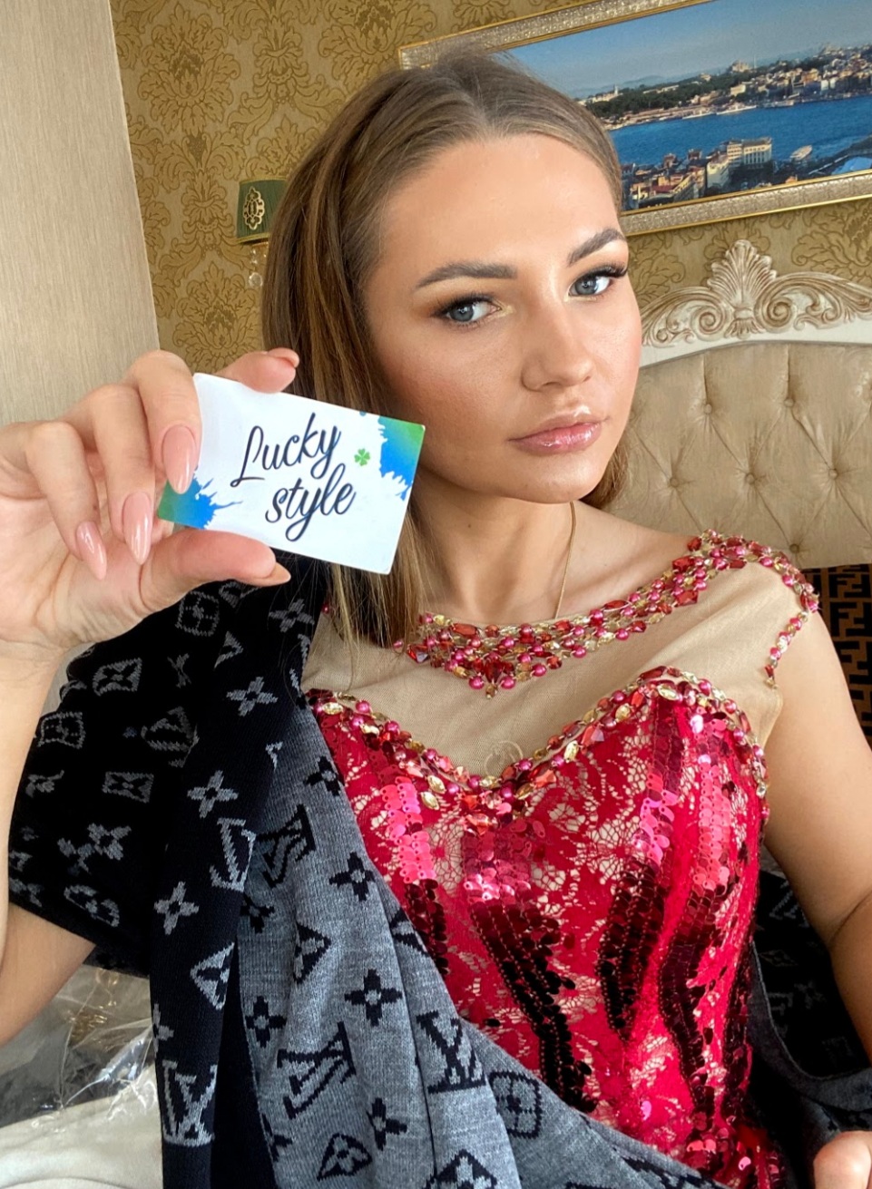 Шарф LV серый 60043