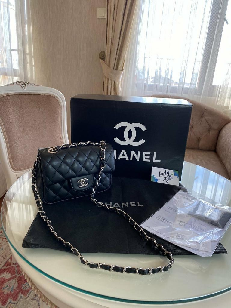Классика Chanel чёрная, фурнитура серебро 20см 51500