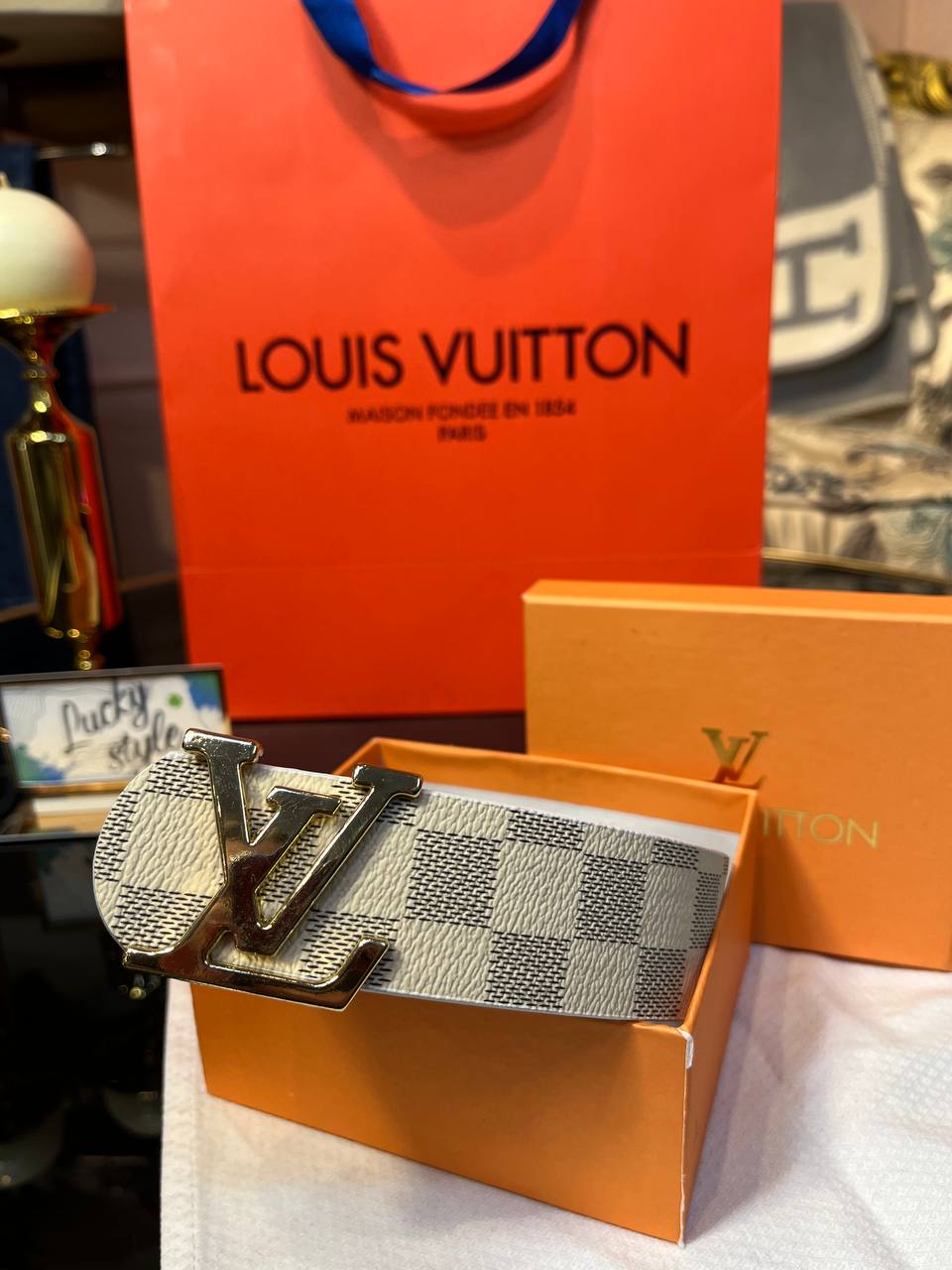 Поясной ремень Louis Vuitton white 0674