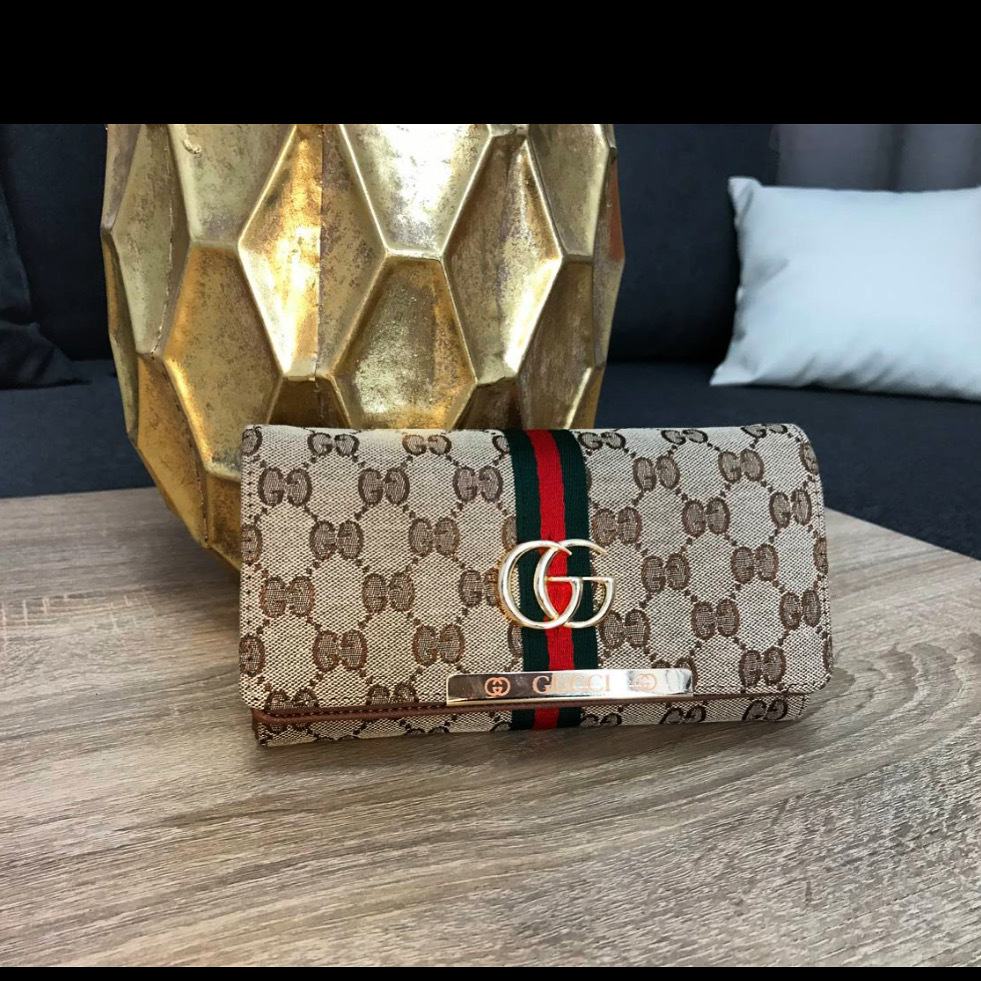 Кошелёк текстильный Гучи бежевый+коробка 2215