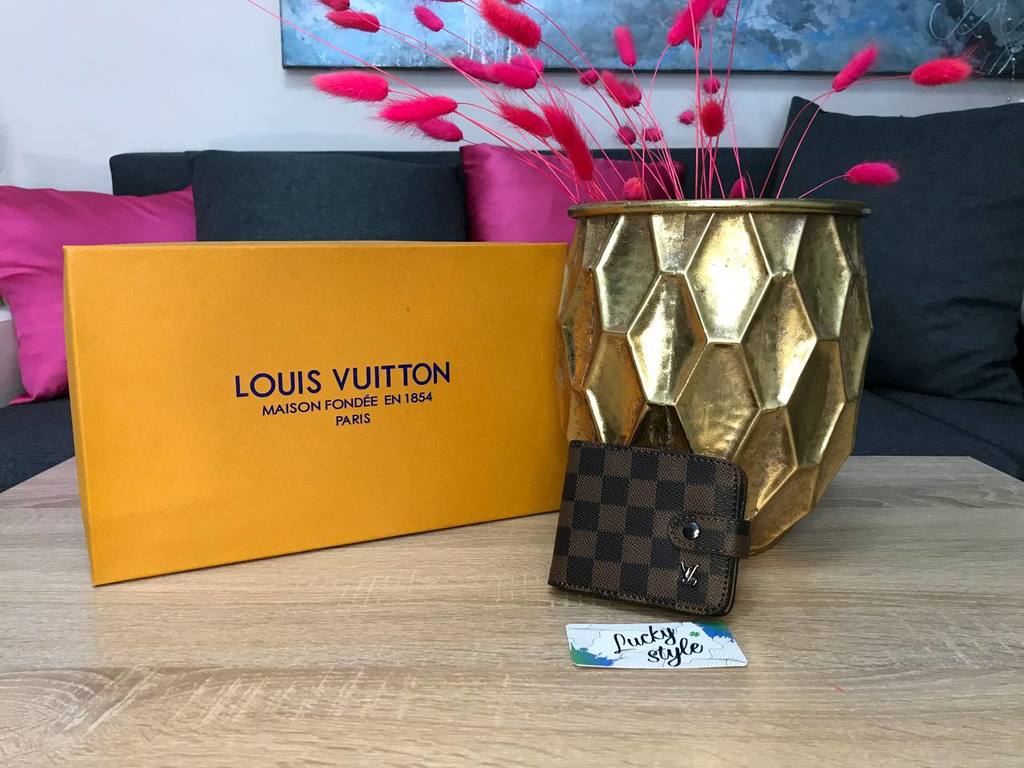 LV портмоне коричневая шашка с логотипом 60100