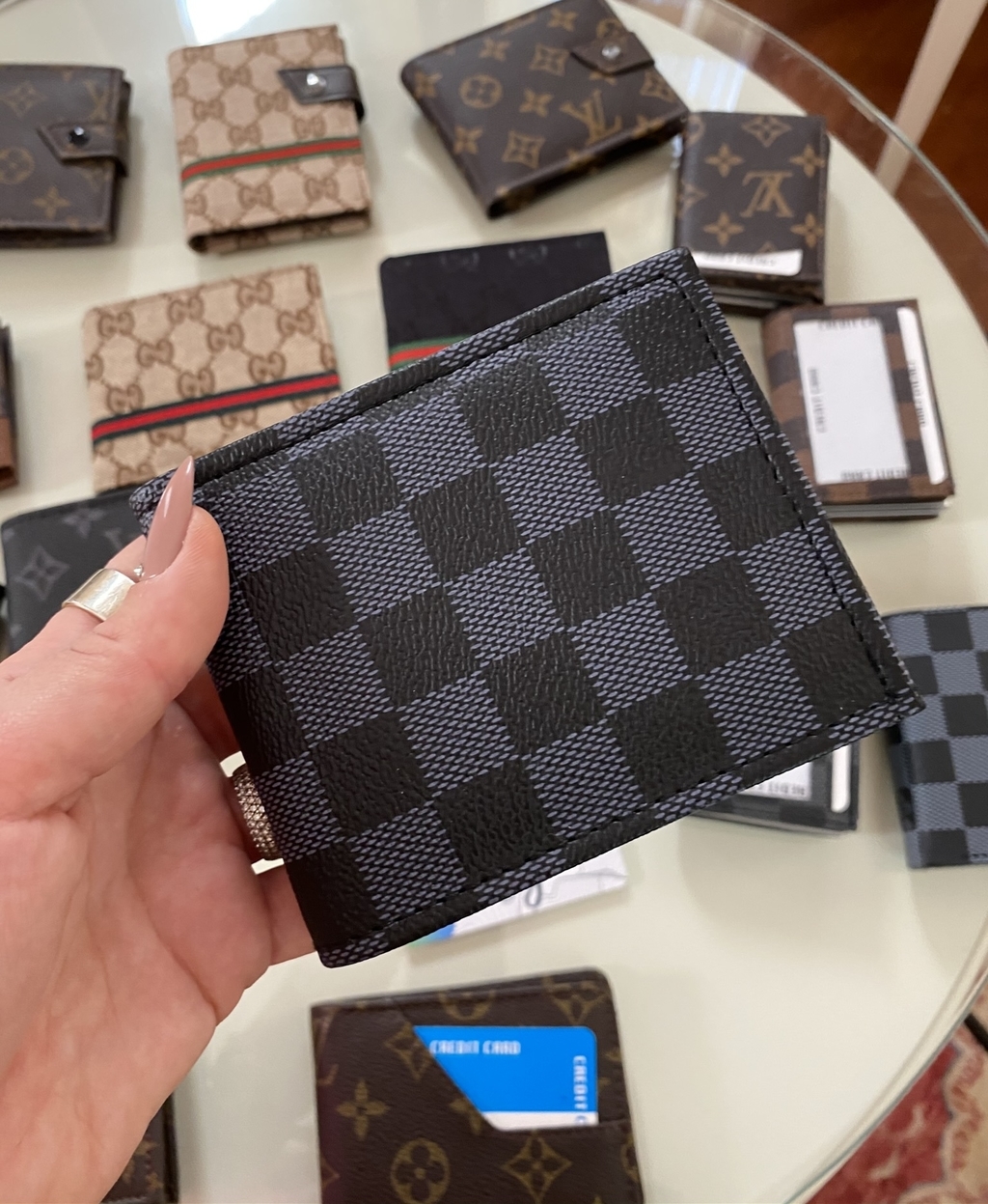 Портмоне Marco Louis Vuitton шашка серого цвета 60107