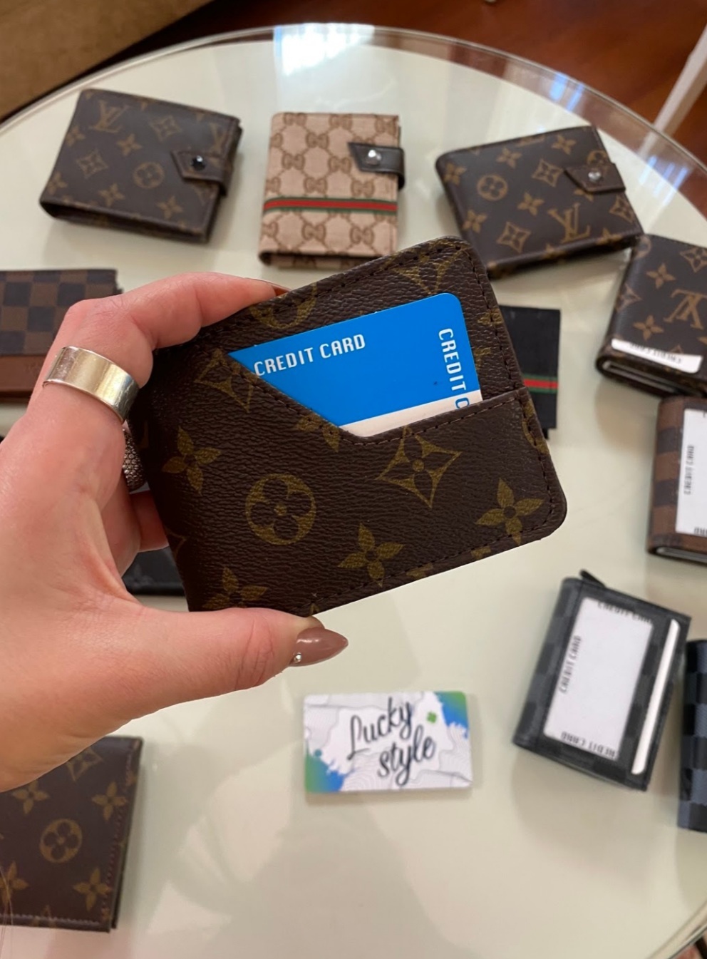 Кошелек Louis Vuitton mini с внешним карманом для визиток 51348