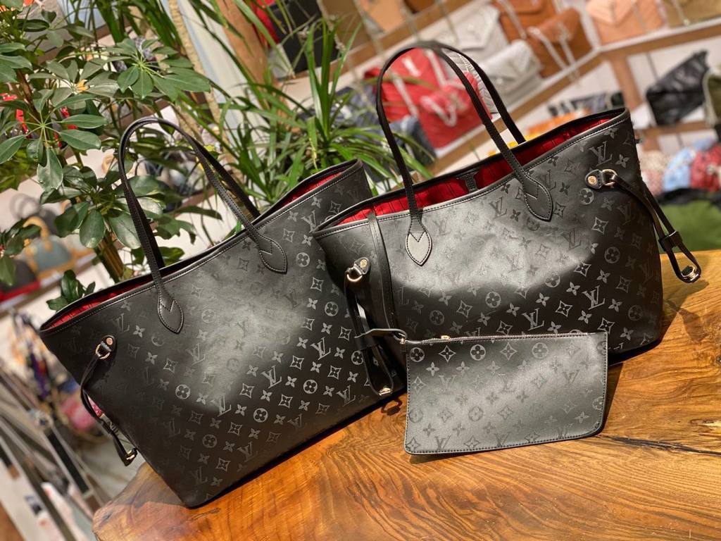 Сумка Neverfull titanium monogram black черная 036112