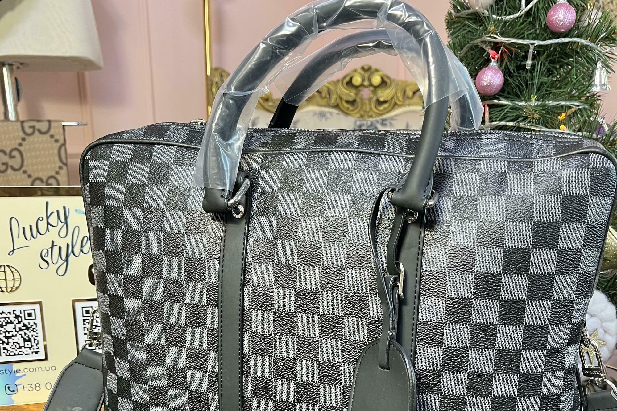 Стильная сумка для ноутбука серая шашка 0018-1