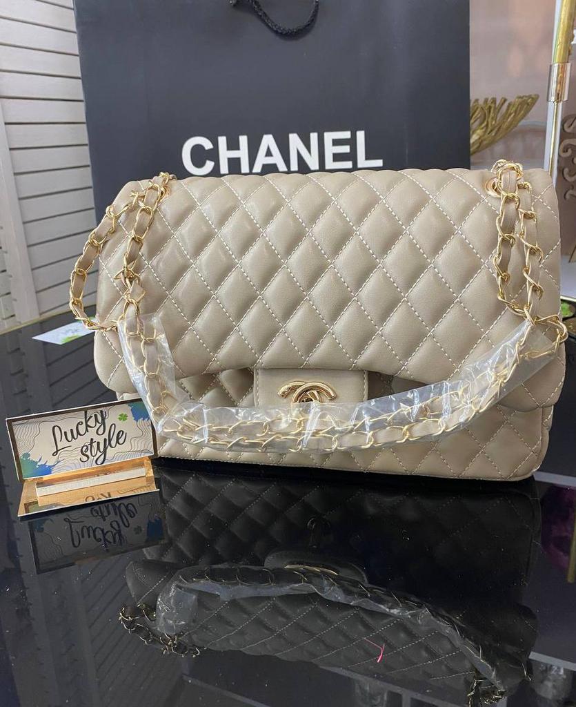 Сумка женская молочного цвета 25см Chanel milk золотая фурнитура  60070-1