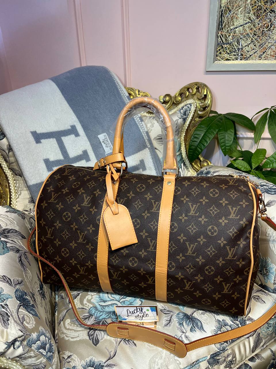 Louis Vuitton багажная-спорт сумка monogram classic KEEPALL 50 С ПЛЕЧЕВЫМ РЕМНЕМ 214390512