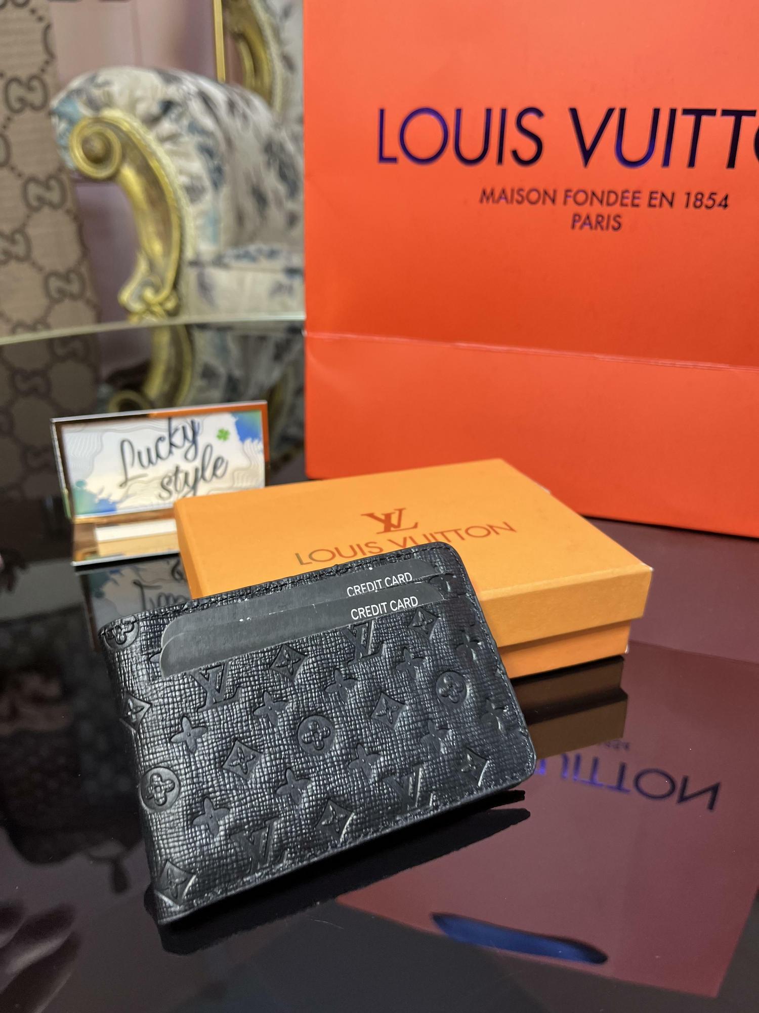 Damier Натуральная кожа monogram black Lv кошелёк портмоне  +коробка 661245