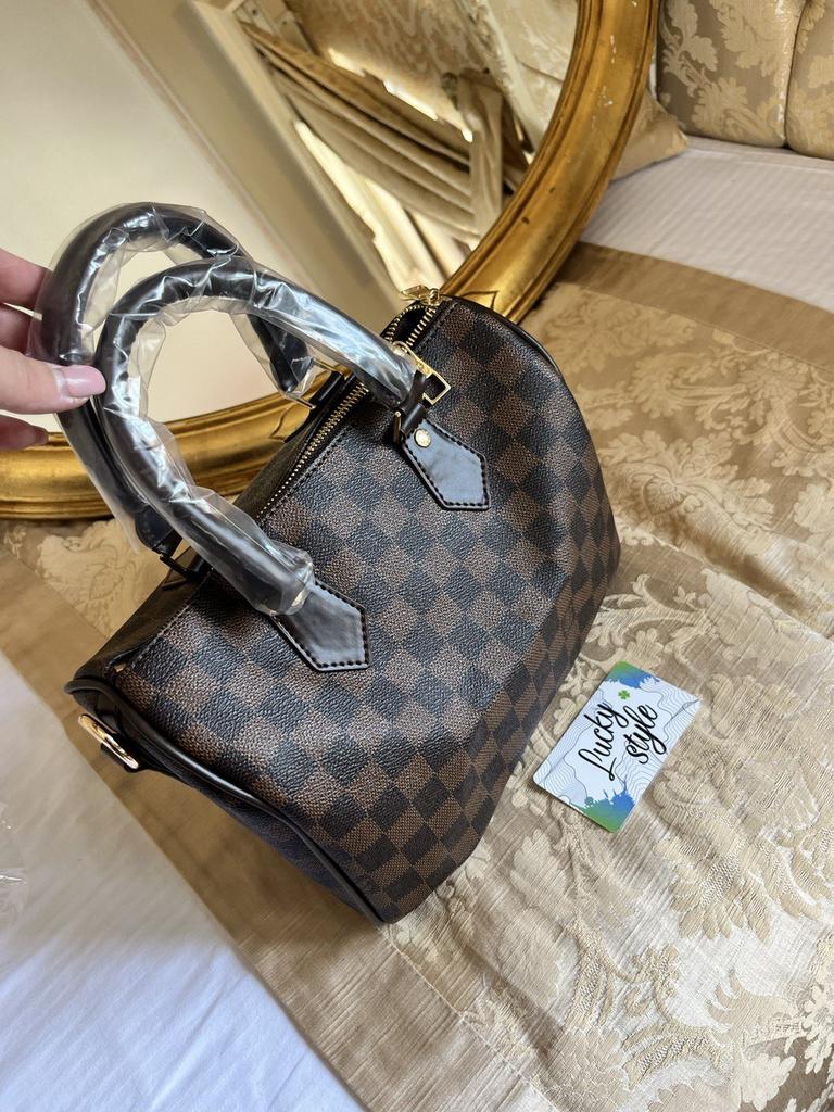 LV Damier Ebene коричневая шашка Speedy Luxe 30 см 7181919483