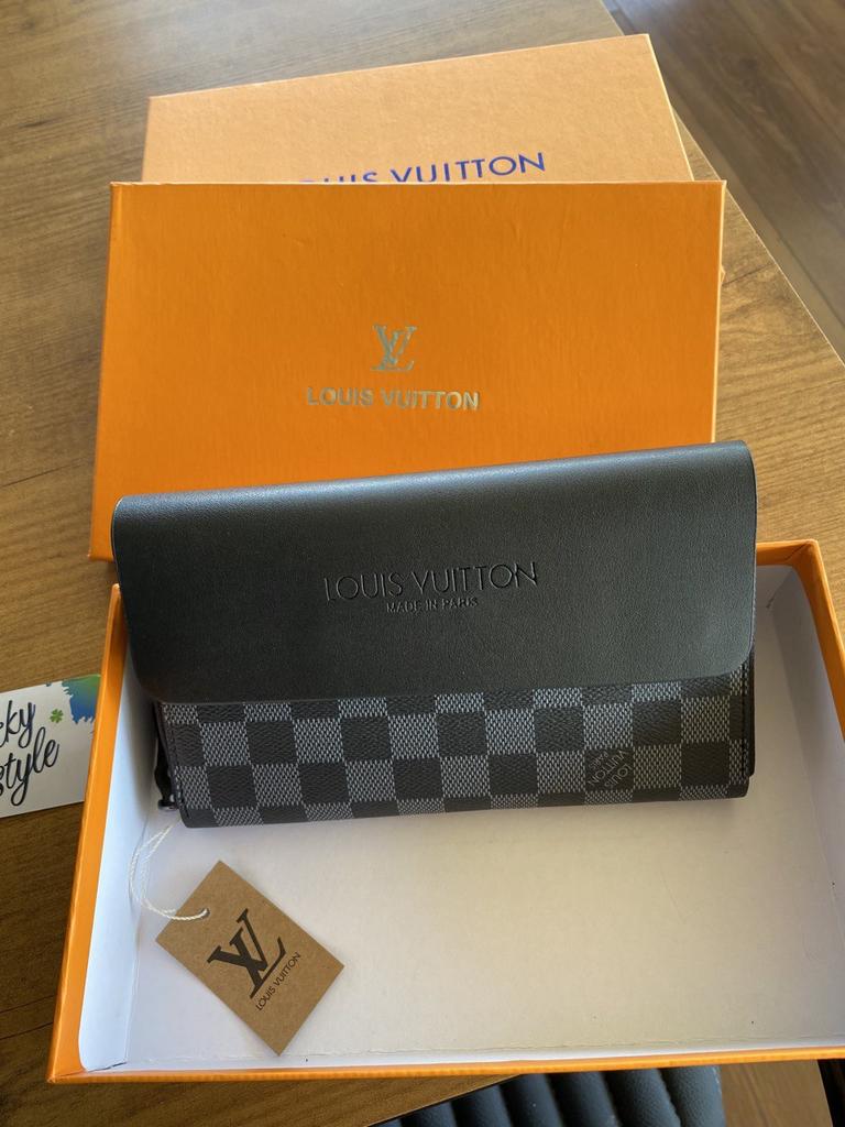 Портмоне барсетка кошелёк на 2 отдела в серую клетку LV +коробка бренд 4727272728