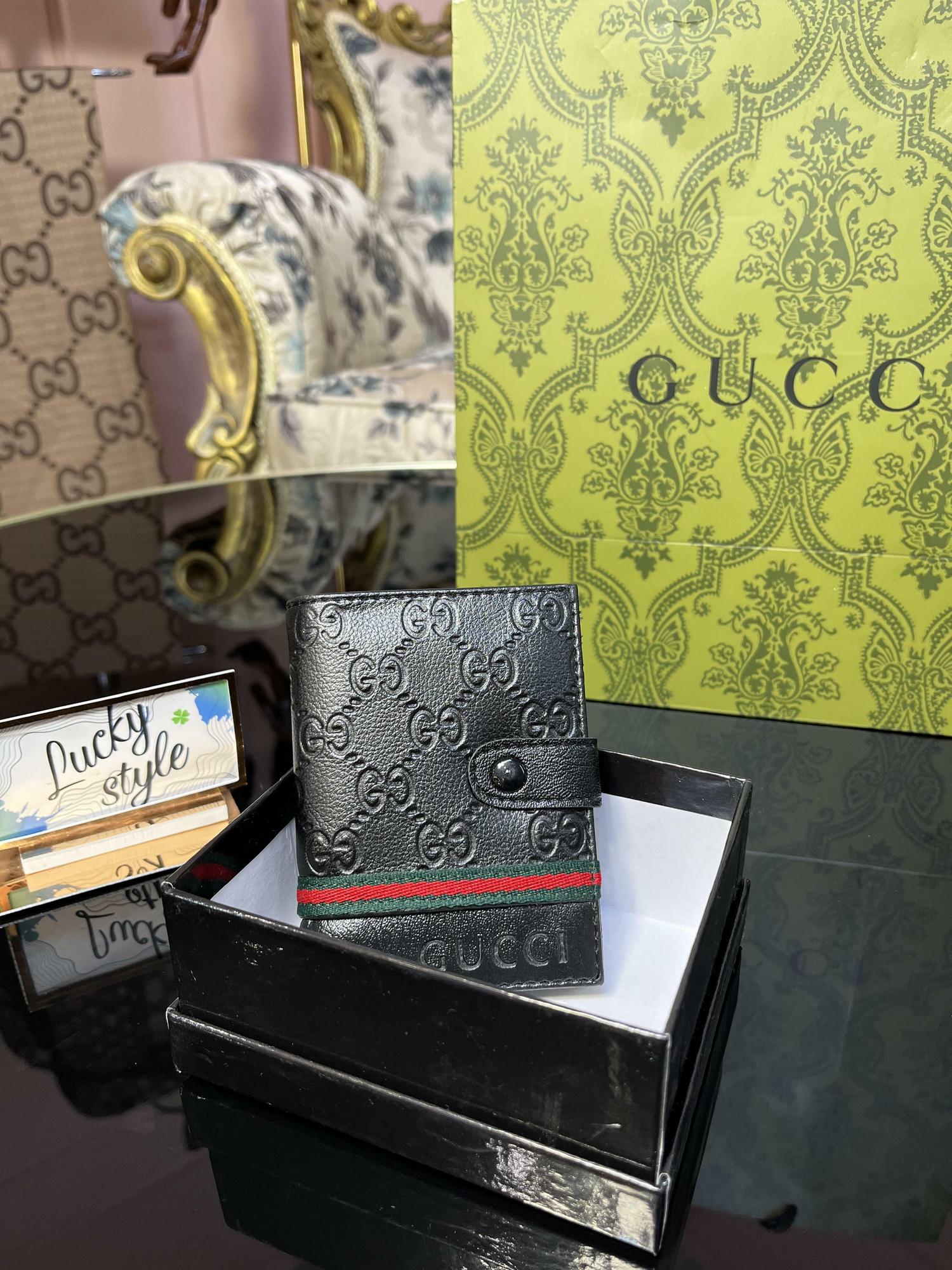 Портмоне визитница на кнопке  Гучи чёрная 88162738