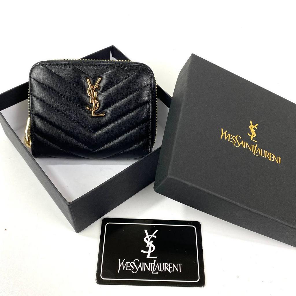 Женский кошелек -портмоне жіночий гаманець  YSL з натуральної шкірі чорний Yves Saint Laurent из натуральной кожи 636178383