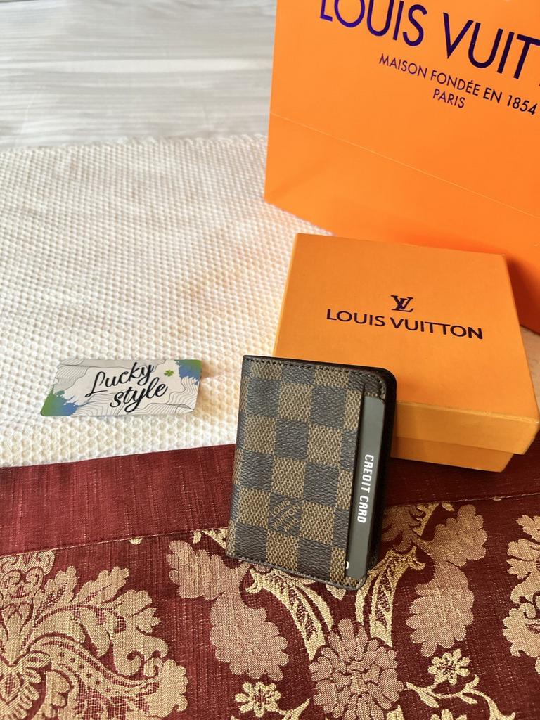 Компактное Портмоне кардхолдер кошелёк Louis Vuitton натуральная кожа  +бренд коробка1212121