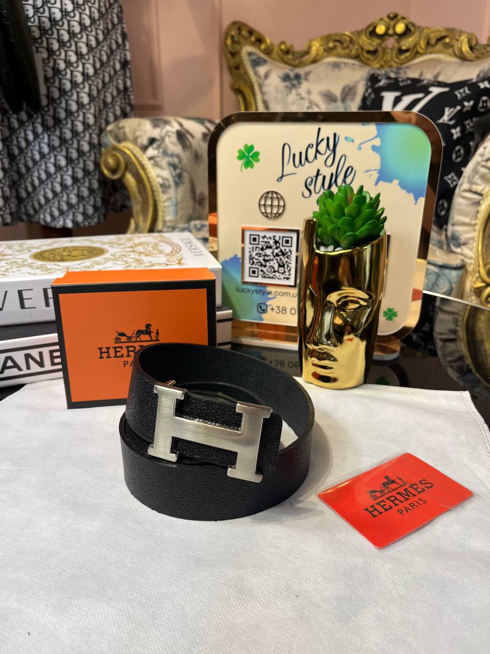 Ремень Hermes чёрный натуральная кожа +бренд коробка с серебряной пряжкой 62626373