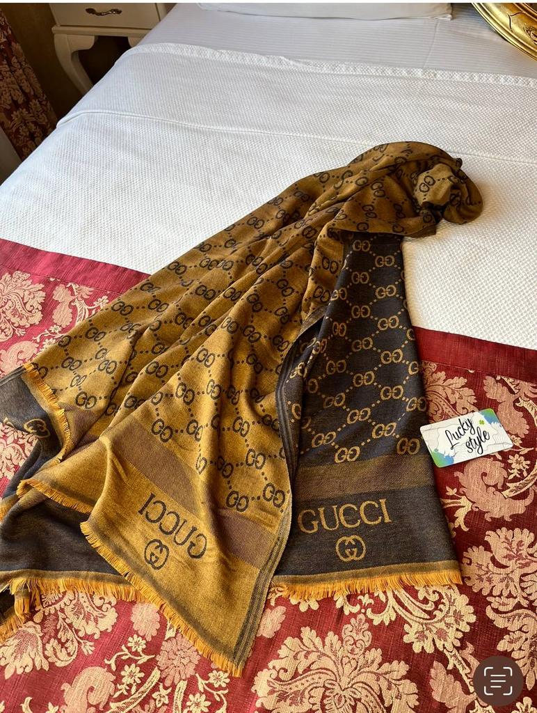 Шаль premium golden Гучи двухсторонняя 6656556