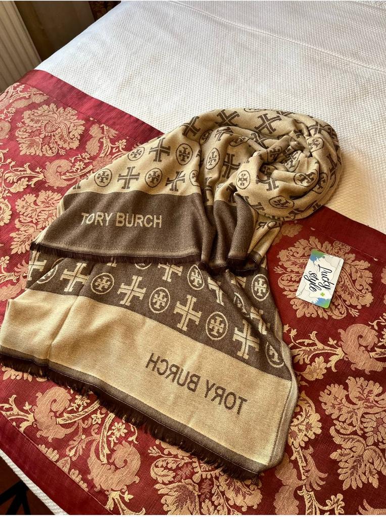 Шаль -палантин Toru Burch коричневый двухсторонний 99272838