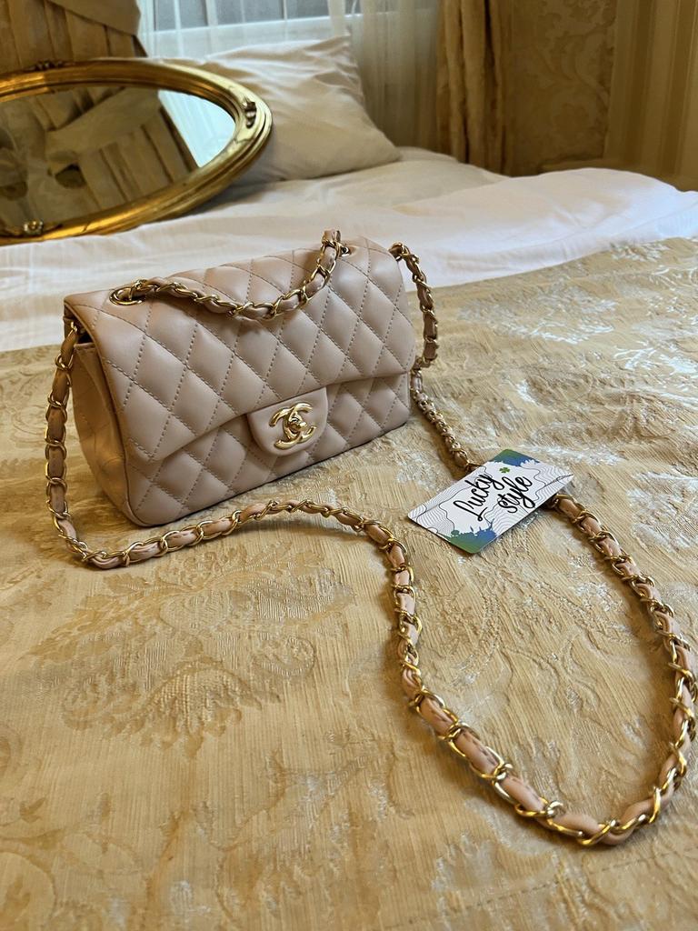 Chanel 20см розовая сумка женская мини золото 42124214