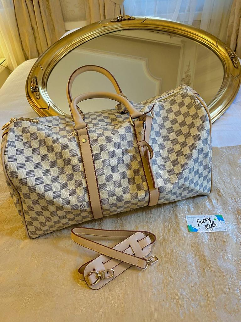 Сумка багажная -спорт белая клетка  Louis Vuitton 2134421