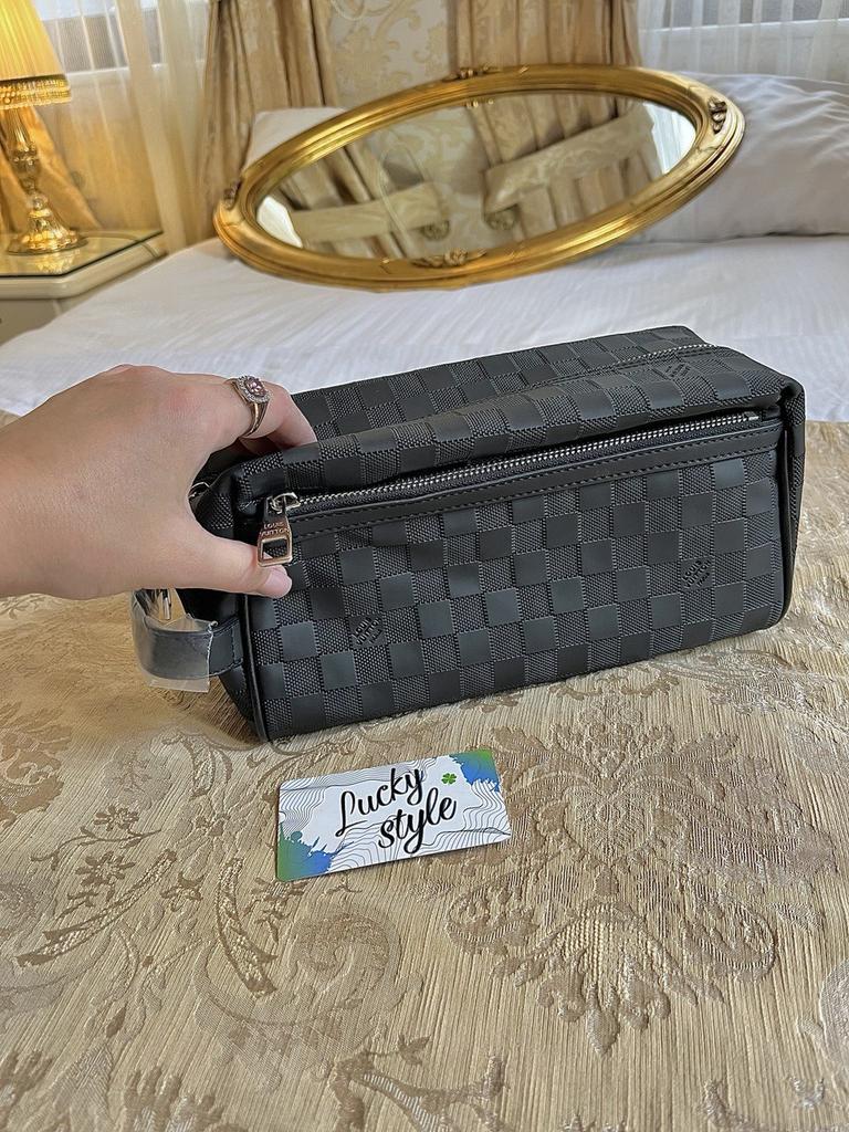 Косметичка Барсетка Louis Vuitton чёрная клетка шашка 7658346