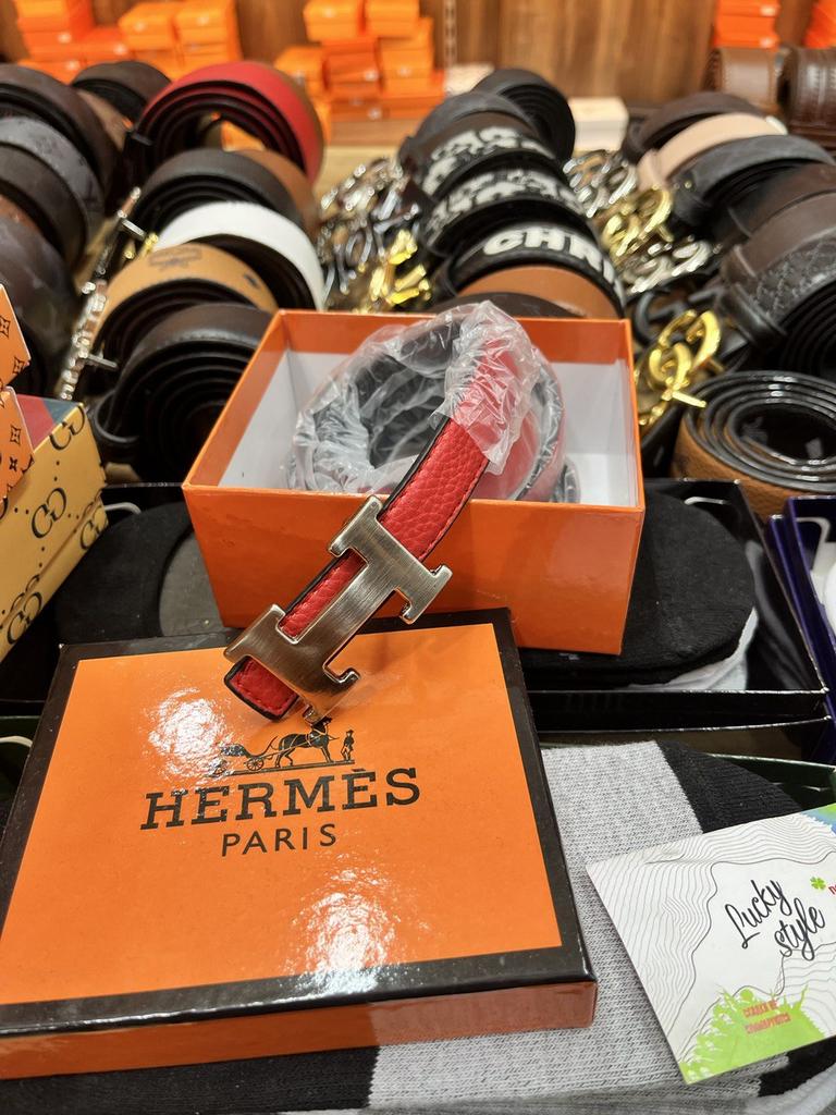 Ремень натуральная кожа тонкий  Hermes тонкий двухсторонний черно-красный +бренд коробка 6754753