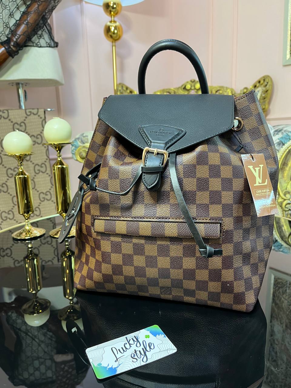 Louis Vuitton Montsouris Backpack коричневая шашка рюкзак 765747
