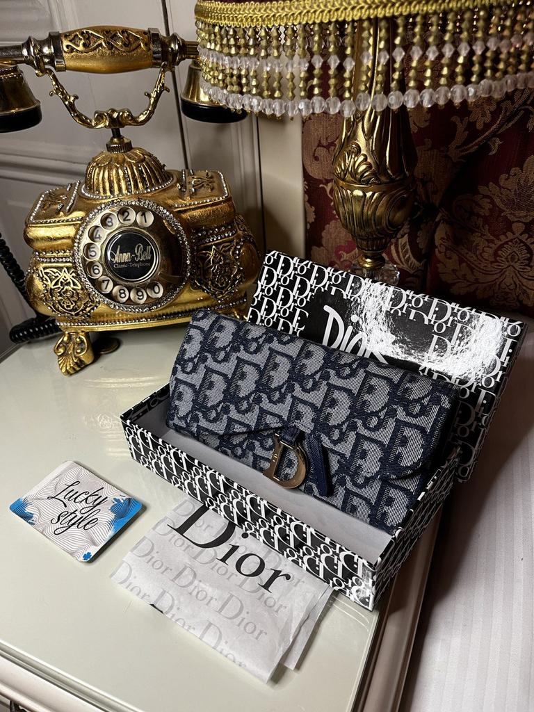 Dior Saddle синий кошелек 241412